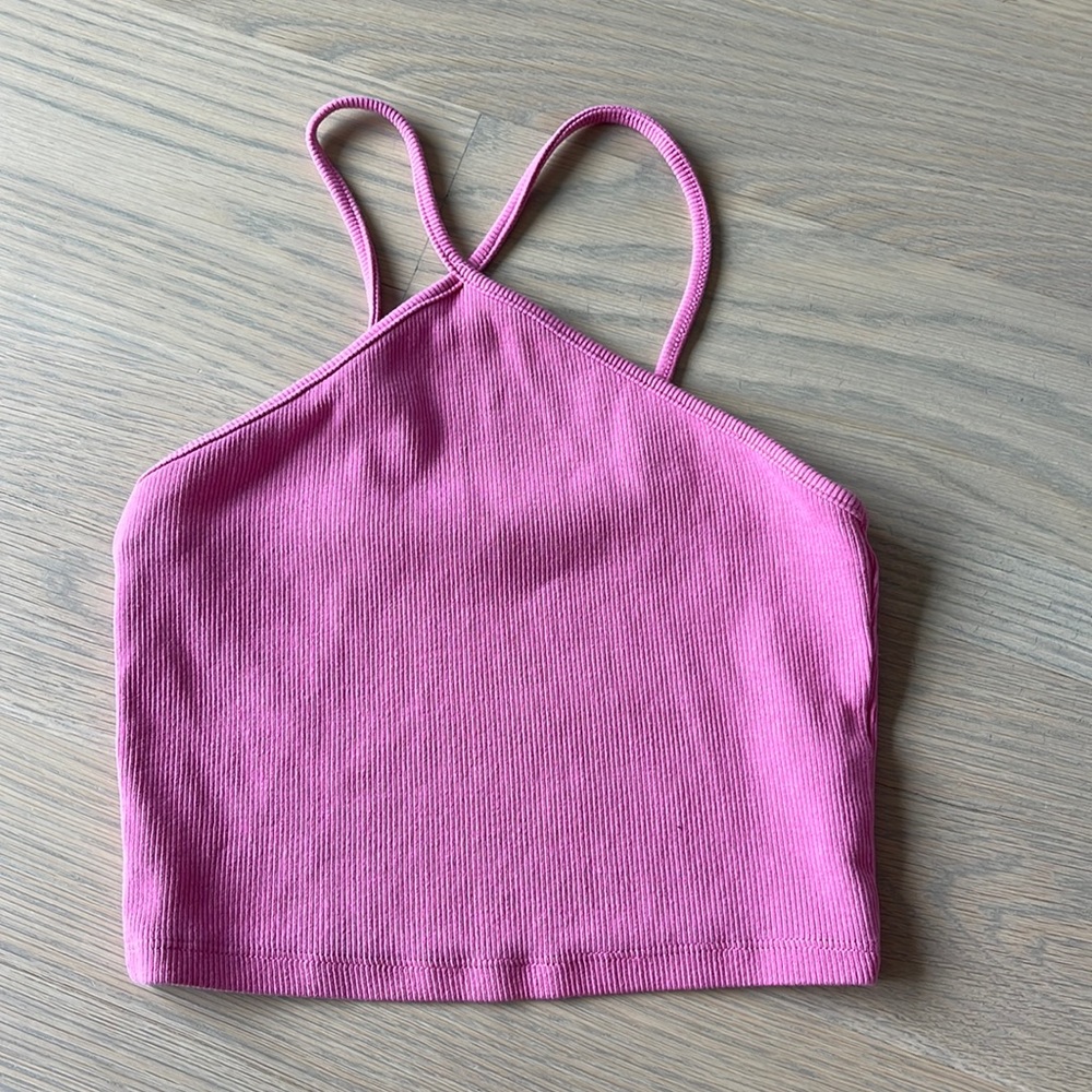 Pink Zara cotton rubbed halter perfect for Barbie night ! Like new medium